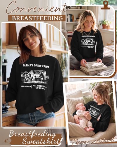 Huukeay Women's Nursing Sweatshirts for Breastfeeding - color: Black, size: Small