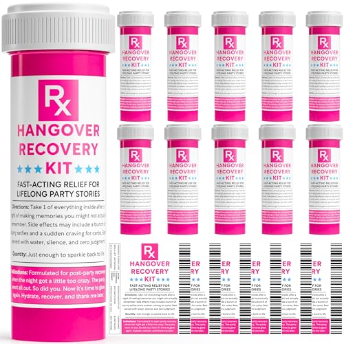10PK Hangover Recovery Kit Pink Bottles for Bachelorette Party & Girls Trip - size: 10 Pack