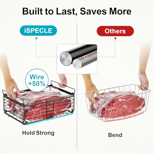 iSPECLE Freezer Organizer Bins - Adjustable Fits Chest Freezers 10-20 Cu Ft - style: 8 Pack Black