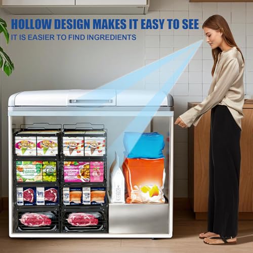 3PCS Freezer Organizer Bins,Stackable Chest Freezer Organizer for 7 Cu.FT Deep Freezer Sort Frozen Food, Easily Get Food from the Bottom with Side Handles Add Storage Space - style: Expansion stack - 3-piece