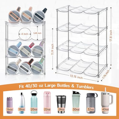 Sbosbo Water Bottle Organizer, Stackable Bottle Storage Rack, 4 Pack Water Bottle Holder for Kitchen Fridge Cabinet Organization and Storage, Plastic Wine Rack/Drink Bottle Holder (2 Pack - Hold 6) - size: 2 Pack - Hold 6
