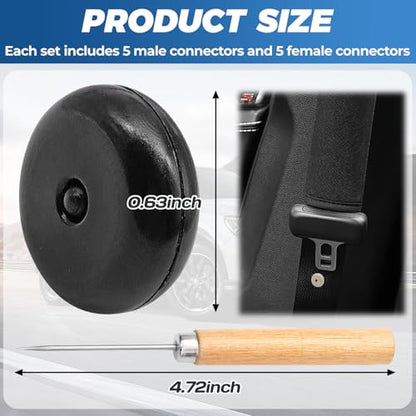 5 Sets Universal Fit Seat Belt Stopper Kit,Black Snap-on Safety Belt Button Stop,Plastic Seat Belt Button Buckle Clip Stop,Prevent Belt Clip Buckle from Sliding Down (Black) - color: Black