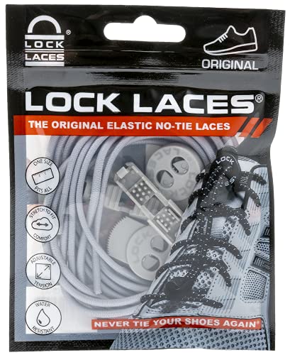 Lock Laces Elastic No Tie Shoelaces for Kids & Adults, One Size Fits All - color: Solid Gray