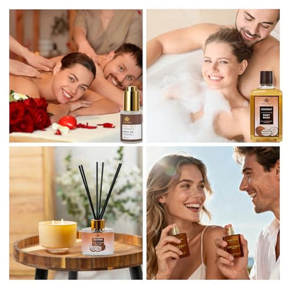 35 Pcs Coconut Vanilla Spa Gift Basket for Women & Men, Face Skin Care Set