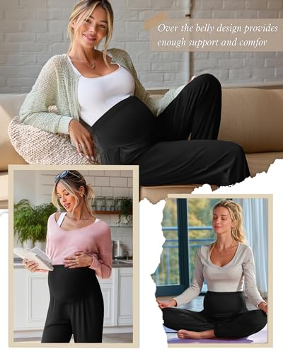 3 Pack Women's Maternity Jogger Pregnancy Sweatpants - color: Back,black,black, size: Large