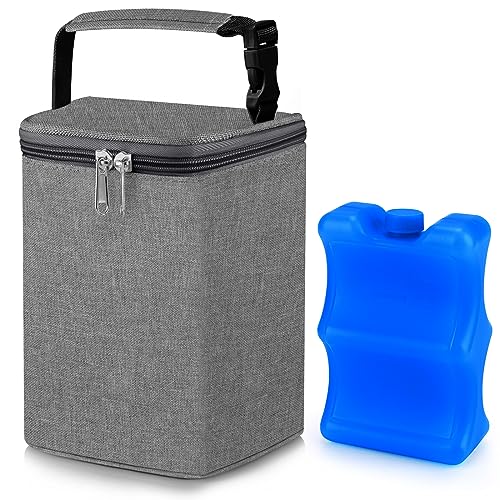 Accmor Breastmilk Cooler Bag with Ice Pack, Baby Bottle Cooler Bags, Insulated Tote Bags On The Go, Fits 4 Large 8oz Bottles, for Nursing Mom Daycare Travel, Grey - color: Grey