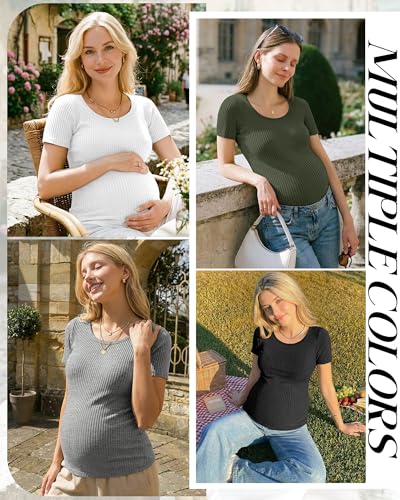 Oakgarden 4 Pack Women's Maternity Shirts - color: Army Green, White, Light Gray, Black, size: Small