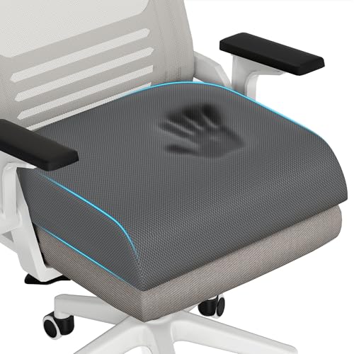 TranquilRelax 2XL Memory Foam Seat Cushion for Office Chair, 3.7-Inch, Gray - color: Gray, size: 2XL-Large