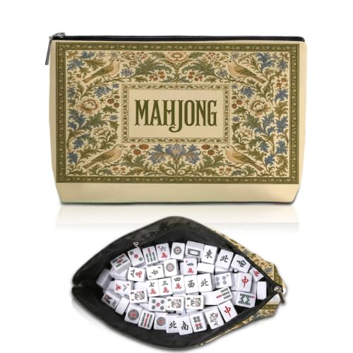 William Morris Floral Mahjong Tile Bag Bird Makeup Bag (Case Only) - color: Multicolor 1814