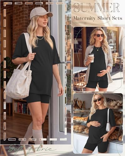 Huukeay Women's Maternity Set 2 Piece Outfits - color: Black, size: XX-Large