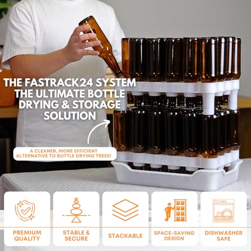 24-Bottle Wine Bottle Drying Rack | Stackable | White - Tray not included - size: 24 Bottle Rack