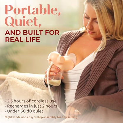 Annabella Single Breast Pump - Innovative Baby Tongue Simulation Electric Breast Pump, Adjustable Shield (18–24mm), Quiet, Comfortable & Portable - size: Single Pump