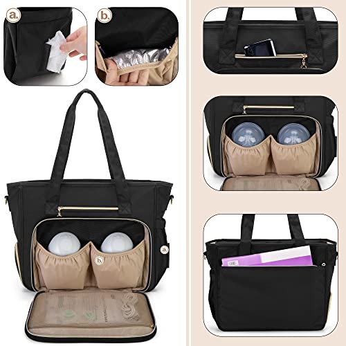 BAFASO Wearable Breast Pump Bag with Cooler and Laptop Sleeve, Black