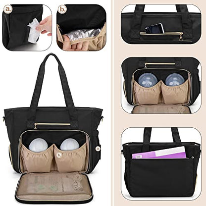 BAFASO Wearable Breast Pump Bag with Cooler and Laptop Sleeve, Black