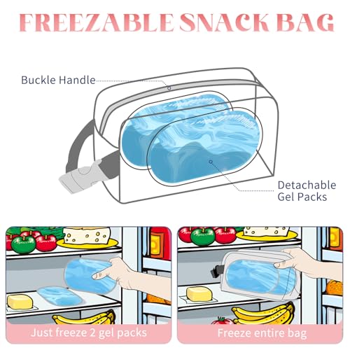 Cerbonny Small Cooler Bag,Freezable Lunch Bag,Built-in Ice Pack - color: Pink Checkerboard