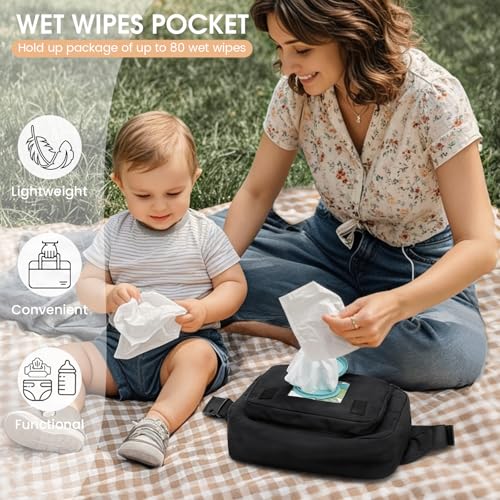 G4Free Small Diaper Bag, Mini Sling Diaper Bag with Portable Changing Pad - color: Black