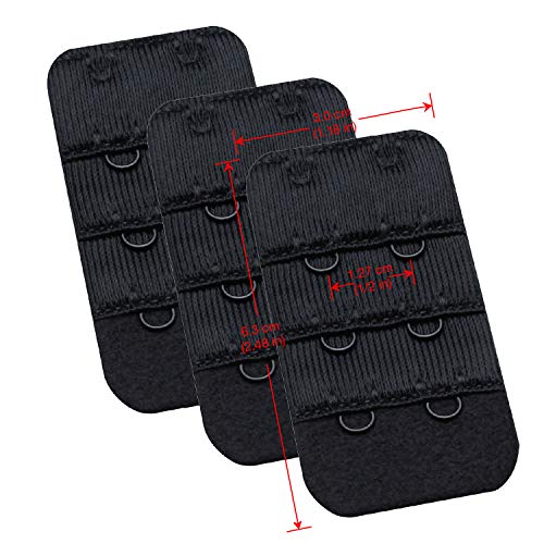 Wingslove Womens Bra Extender Bra Band Breathing room 3pcs-Pack Multi-size - color: Black, 2 Hook 1/2 Inch