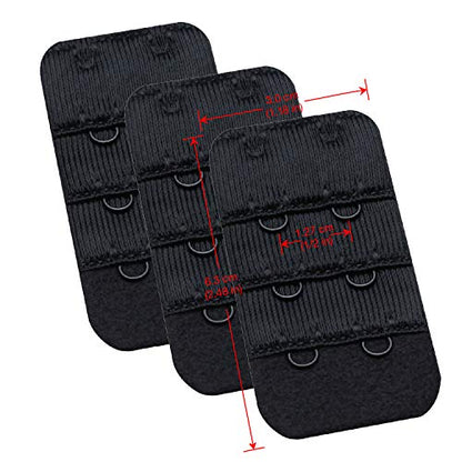 Wingslove Womens Bra Extender Bra Band Breathing room 3pcs-Pack Multi-size - color: Black, 2 Hook 1/2 Inch