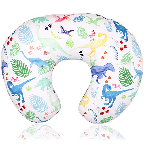 Dinosaur Nursing Pillow Cover, Breastfeeding Pillow Slipcover for Baby Boys & Girls, Nursing Pillow Case for Newborn, Soft Fabric Fits Snug On Infant, Washable & Breathable, Watercolor Dinosaur - color: White Dinosaur