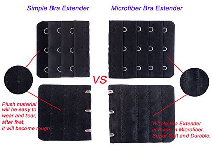 Ultra Soft Bra Extender Band Breathing Room 4 Rows Hook & Eye Extension Strap - color: 4 Hooks (6pcs/Pack, Black & Dark Beige)