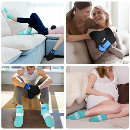 SuzziPad Cold Socks & Hands Ice Pack for Chemo Must Haves, Blue, XL - size: XL, style: Cold Therapy Socks and Gloves