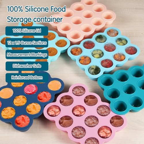 Silicone Freezer Tray with Lid, 1.5oz x 12 Pods (Midnight Blue) - color: Midnight Blue (12 x 1.5 OZ)