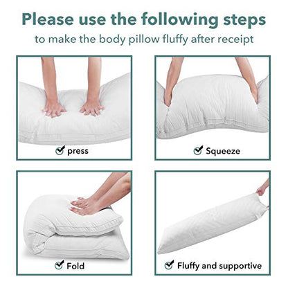 Oubonun Full Body Pillow for Side Sleeper, Adjustable Firm Long Bed Pillow - color: White-white Side