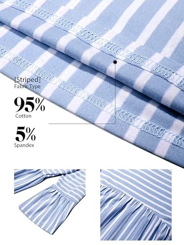 Ecavus Women's Maternity Shirt Striped Peplum 3/4 Sleeve Maternity Top - color: 01-sky Blue White Stripe, size: Medium