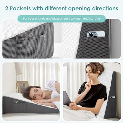 Cozymaker 7.5-inch Bed Wedge Pillow for Sleeping Back Support Pain Relief - size: Triangle Wedge 24*24*7.5 inch