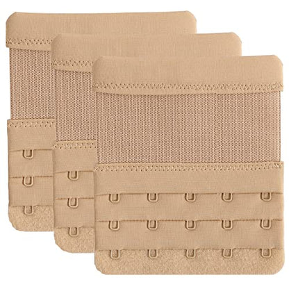 Women's Bra Extenders 4 Hook / 3 Hook / 5 Hook / 2 Hook Soft Comfortable Stretchy Bra Extension Strap - color: Beige, 5 Hook 3/4 Inch Spacing