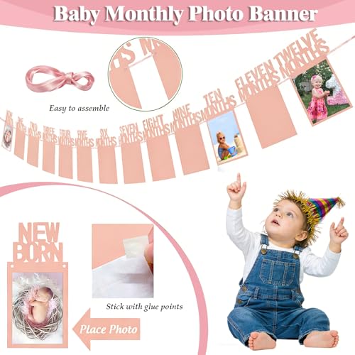 Baby Girl Monthly Milestone Blanket Set 60"x40" Photo Backdrop