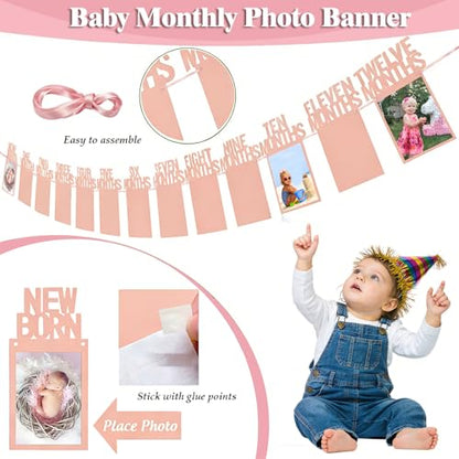 Baby Girl Monthly Milestone Blanket Set 60"x40" Photo Backdrop