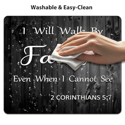 I Will Walk By Faith Even When I Cannot See Mouse Pad, Rustic Wood Desk Mat - color: Custom Designs Art 025
