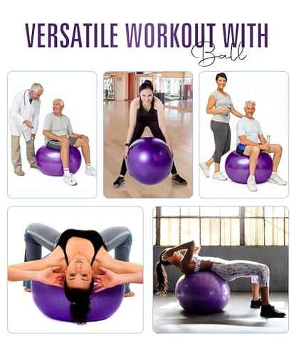 ROMIX Exercise Ball, Anti-Burst Yoga and Birthing Ball with Pump, Home Use - color: Purple