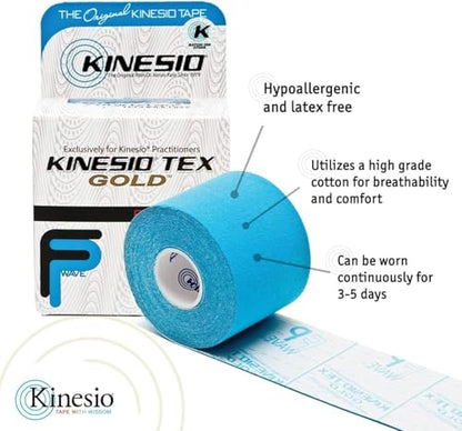 Kinesio Tex Gold Tape, 2" x 16.4', Blue, 2 Rolls
