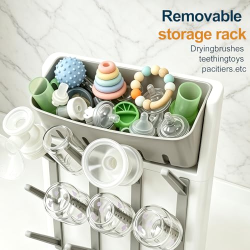 GoMaihe Baby Bottle Drying Rack: Space Saving Vertical Bottle Dryer Holder - color: Beige, size: Upgraded