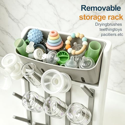 GoMaihe Baby Bottle Drying Rack: Space Saving Vertical Bottle Dryer Holder - color: Beige, size: Upgraded