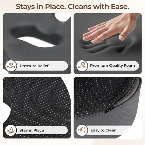 TushGuard Donut Pillow Seat Cushion Memory Foam Lifting Cushions, Gray - color: Gray