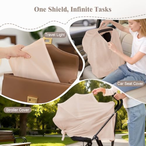 Basumee Nursing Cover for Breastfeeding Breathable Mesh 360 Full Privacy - color: Warm Oatmeal, size: 1 Pack
