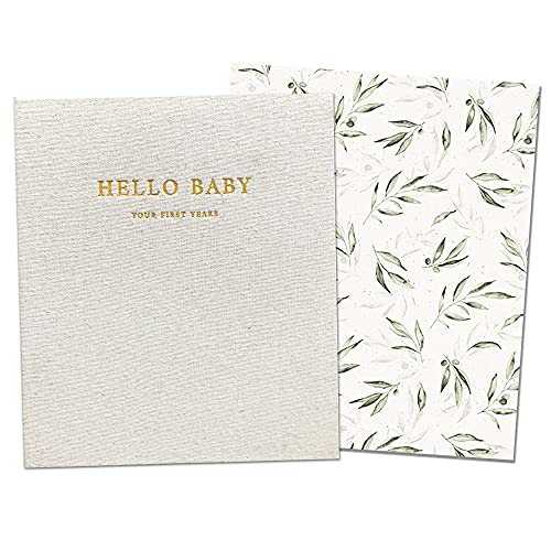 Peachly Unisex Baby Memory Book - First Year Baby Book Keepsake - Olive - color: Olive