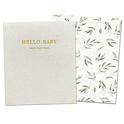 Peachly Unisex Baby Memory Book - First Year Baby Book Keepsake - Olive - color: Olive