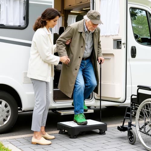 SOYO Mobility One Step Stool Platform for Adults & Elderly, Black-White - color: Black-white