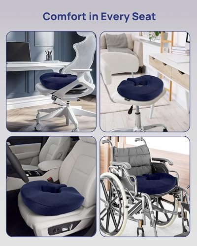 Feagar Large Donut Seat Cushion, Tailbone Pain Relief and Hemorrhoids - color: Large Blue