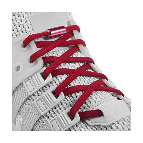 anan520 Elastic No Tie Shoe Laces For Adults,Kids,Elderly,System With Elastic Shoe Laces(2 Pairs) - color: 02-bordeaux Red