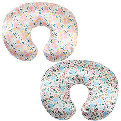 Tcmyyund Satin Nursing Pillow Cover Set 2 Pack Ultra Soft Silk Feeling - color: Floral & Floral
