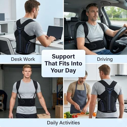Back Brace Posture Corrector for Men, Adjustable Back Support Brace - size: M/L(Waist:33''-41'')