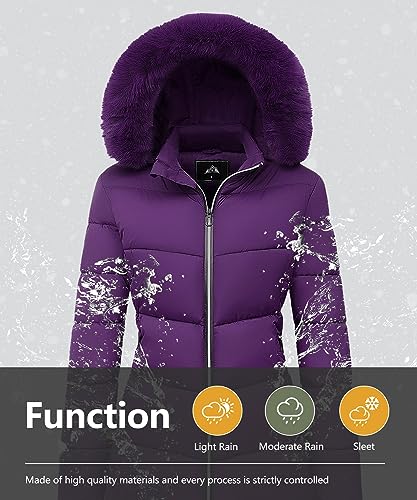 Women's Long Warm Winter Puffer Jacket Lightweight Fashions Down Coats - color: Purple, size: Small