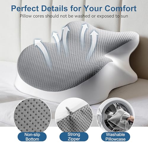 Ergonomic Memory Foam Wedge Pillow, 27° Bed Support, Gray