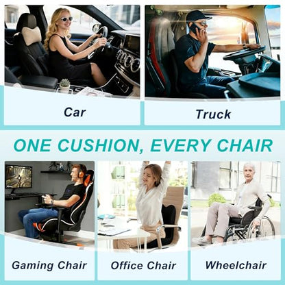 Seat Cushion for Office Chair, Ergonomic Cushion with Lumbar Support Pillow - color: Black