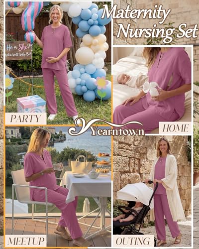 Women Maternity Nursing Set - color: Pink Purple, size: XX-Large